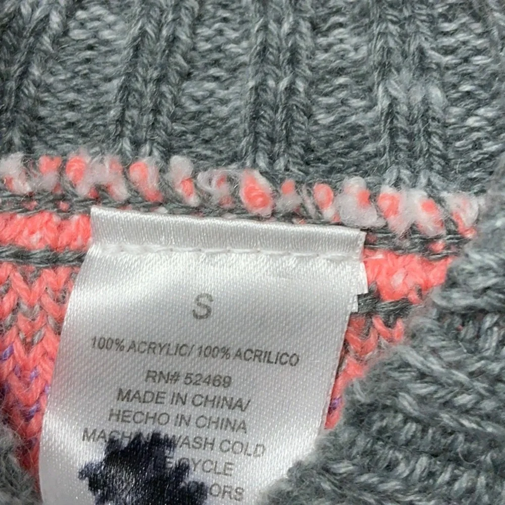 Pink and Gray Knit Dog Sweater with Paw Print